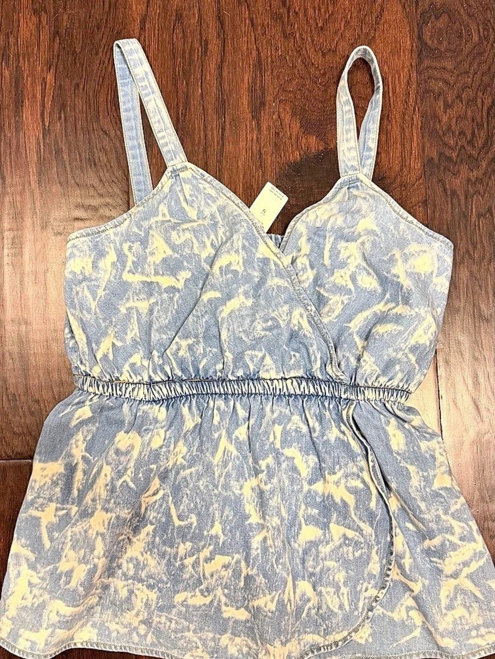 Anthropologie Poridge Abstract Print Top in Blue & Yellow Size Medium NWT